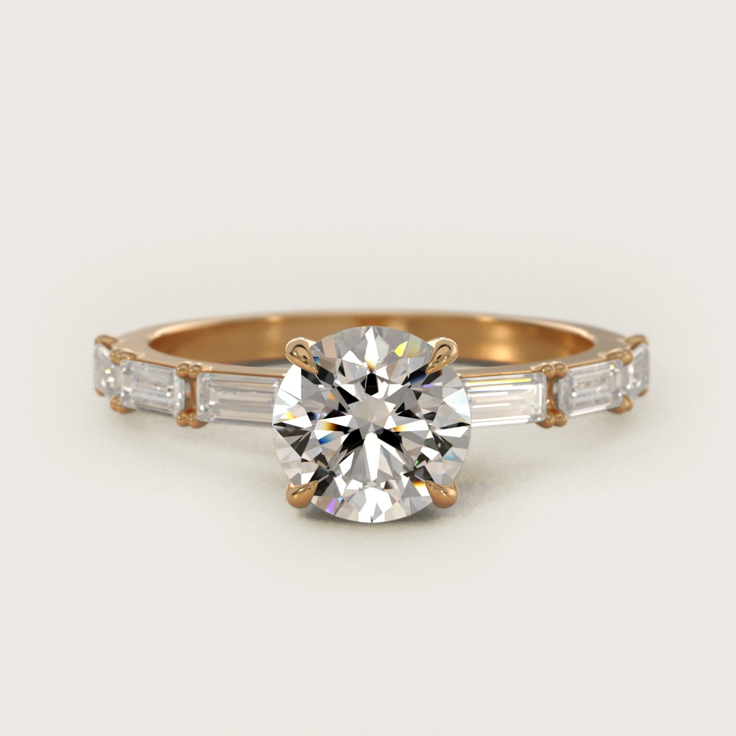 Floating Diamond Line Side Stone Engagement Ring In 14K Yellow Gold By James Allen - Round Center