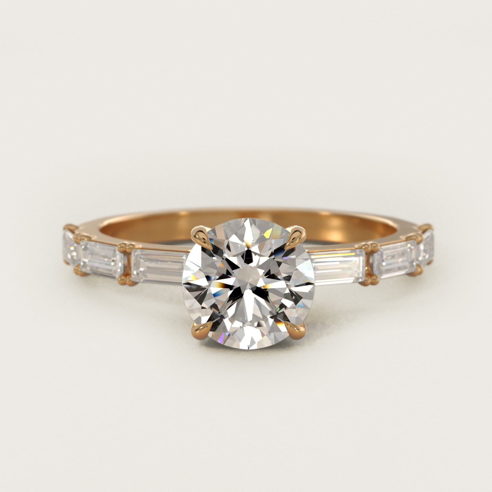 Floating Diamond Line Side Stone Engagement Ring In 14K Yellow Gold By James Allen - Round Center
