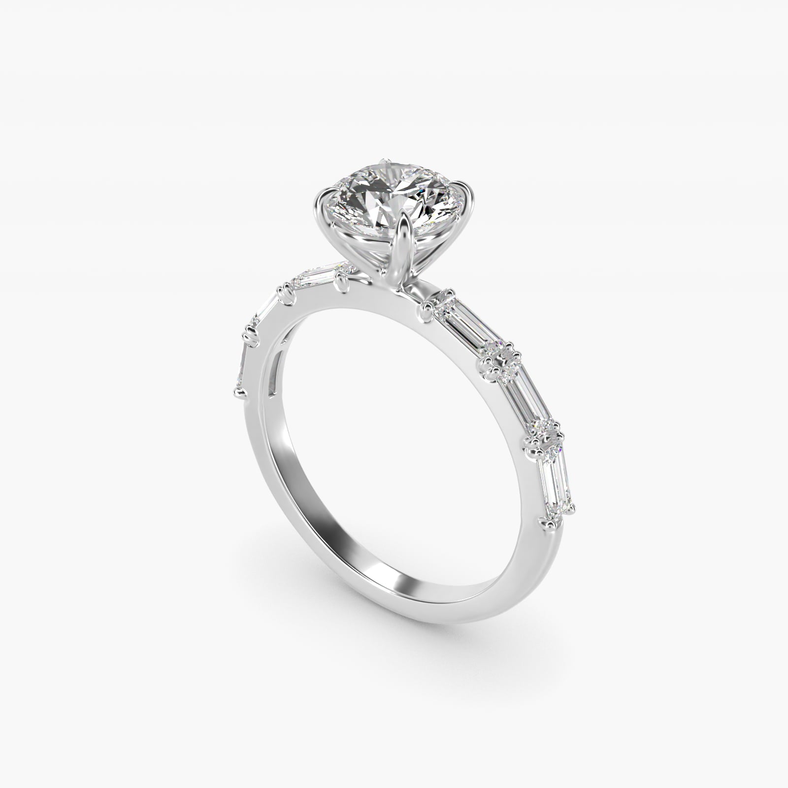 Floating Diamond Line Side Stone Engagement Ring In Platinum By James Allen - Round Center