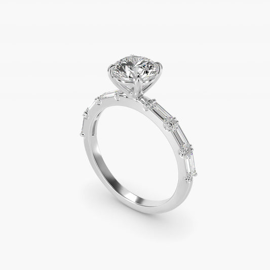 Floating Diamond Line Side Stone Engagement Ring In Platinum By James Allen - Round Center