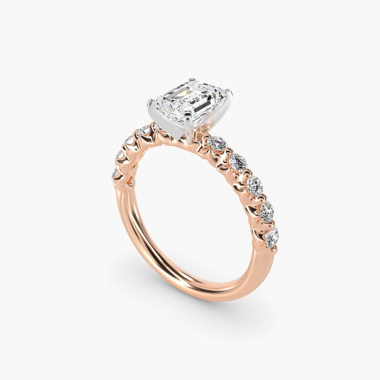 Floating Diamond Engagement Ring in 18k Rose Gold (3/8 ct.tw.) - Emerald Center