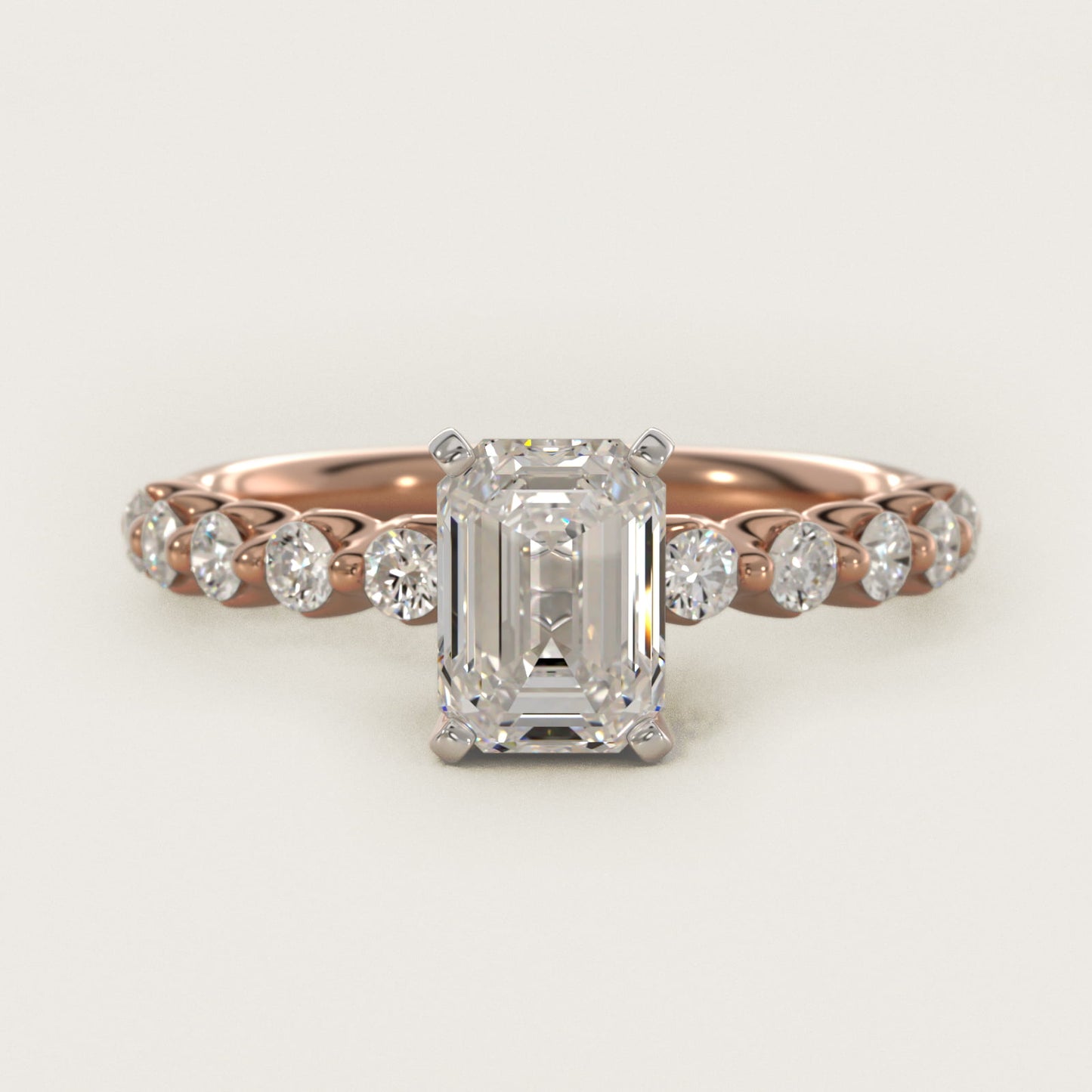 Floating Diamond Engagement Ring in 18k Rose Gold (3/8 ct.tw.) - Emerald Center
