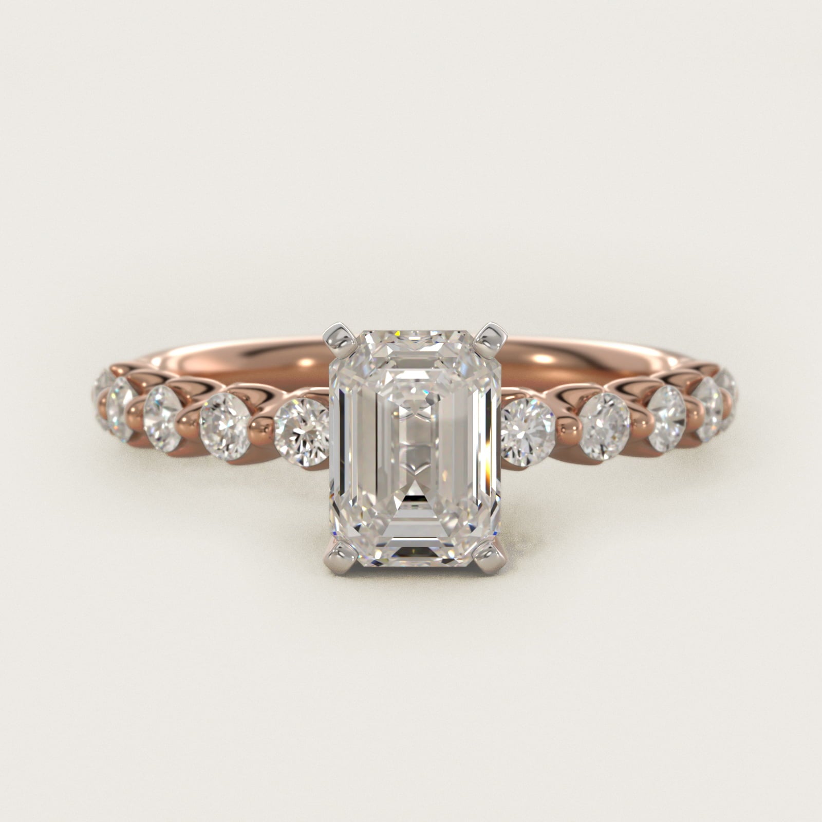 Floating Diamond Engagement Ring in 18k Rose Gold (3/8 ct.tw.) - Emerald Center