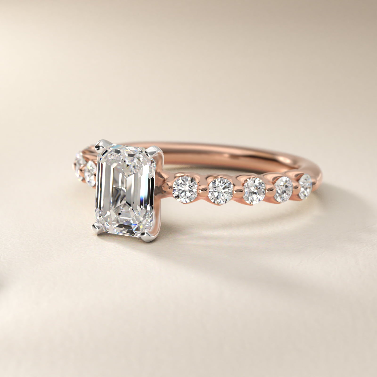 Floating Diamond Engagement Ring in 14k Rose Gold (3/8 ct.tw.) - Emerald Center
