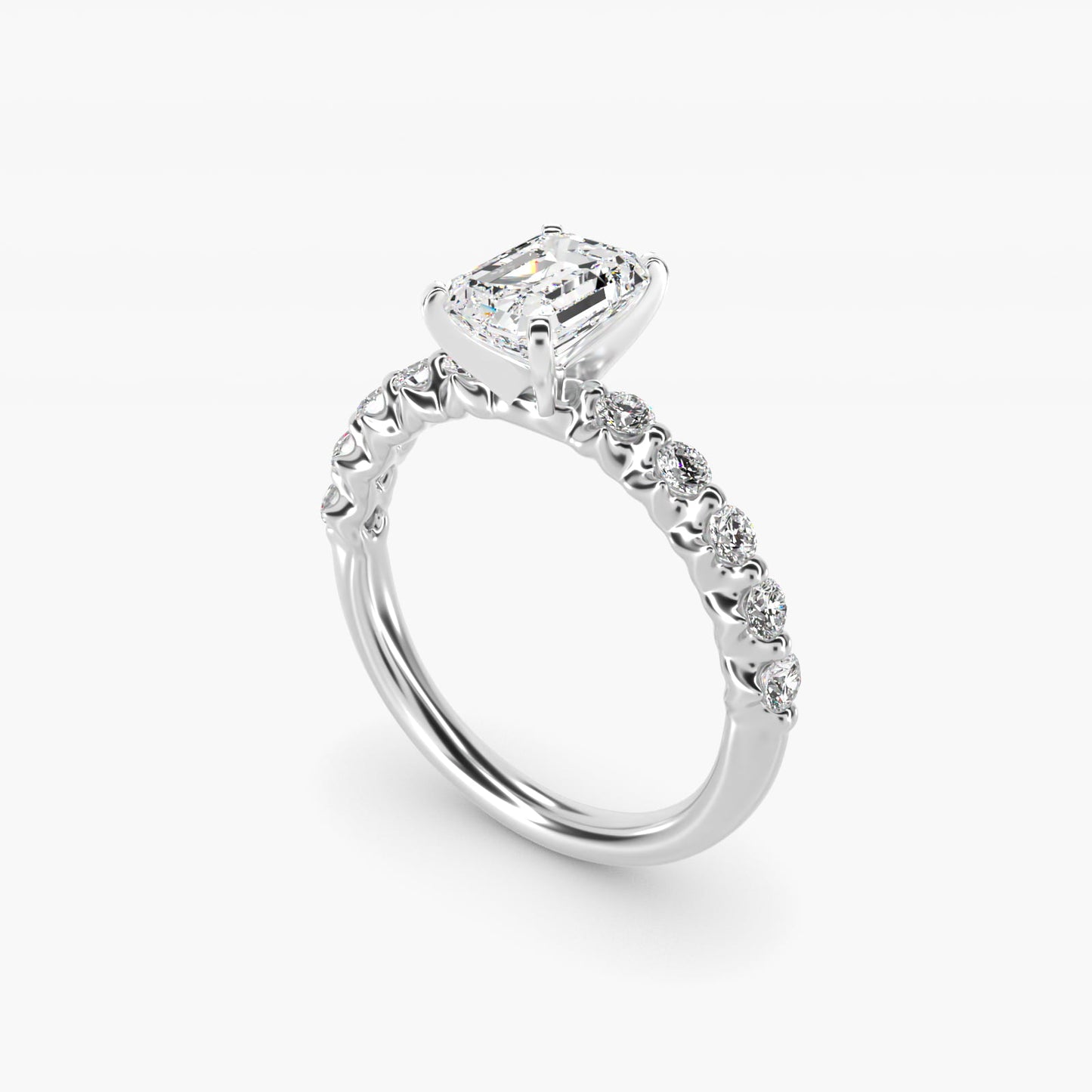 Floating Diamond Engagement Ring in 14k White Gold (3/8 ct.tw.) - Emerald Center