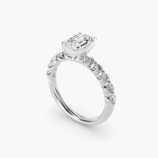 Floating Diamond Engagement Ring in 18k White Gold (3/8 ct.tw.) - Emerald Center