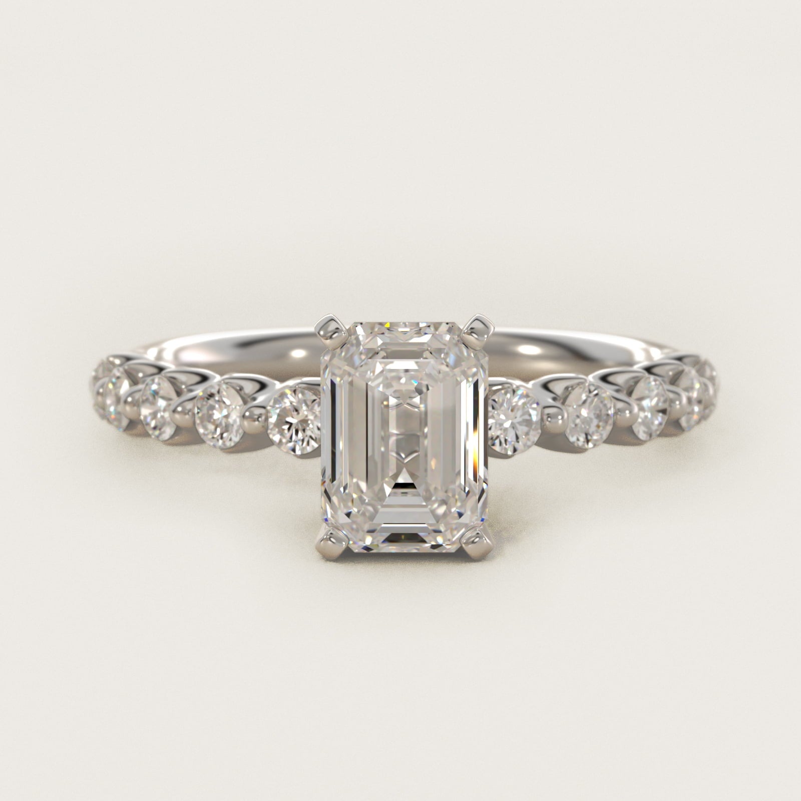 Floating Diamond Engagement Ring in 14k White Gold (3/8 ct.tw.) - Emerald Center