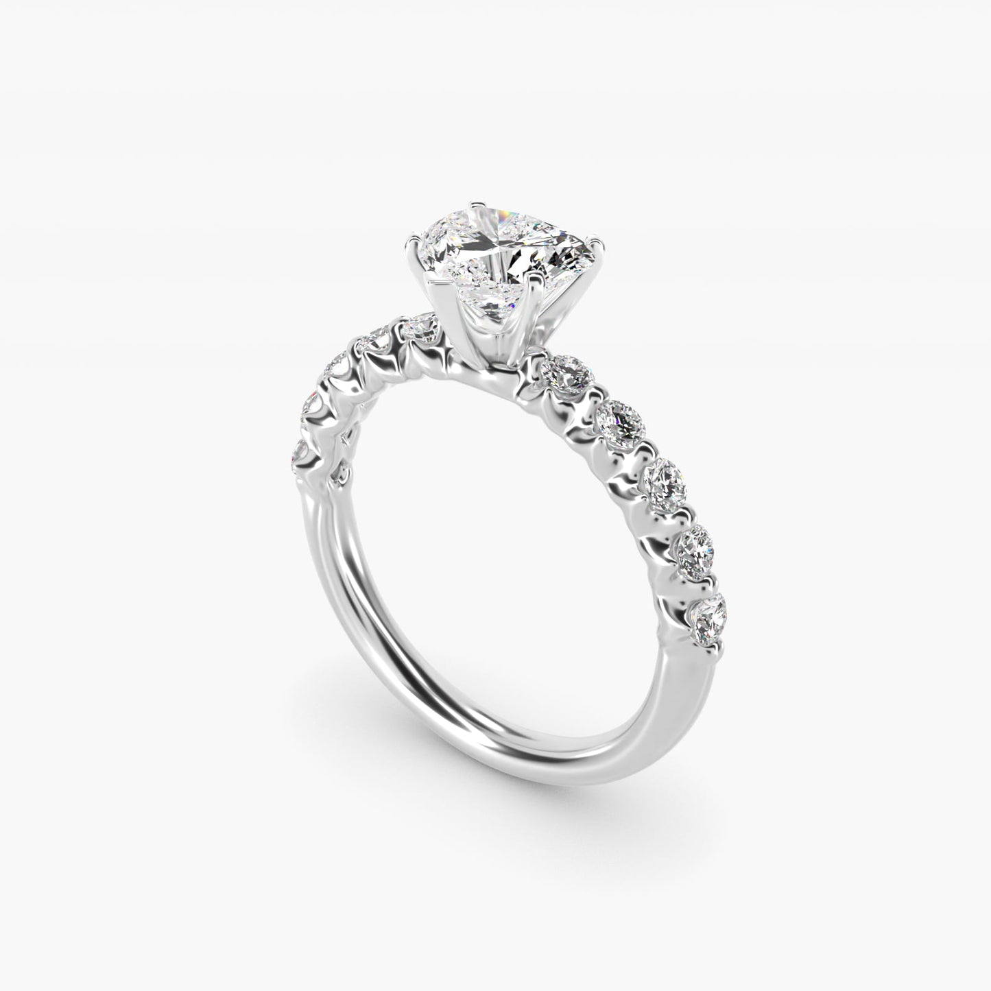 Floating Diamond Engagement Ring in 14k White Gold (3/8 ct.tw.) - Heart Center