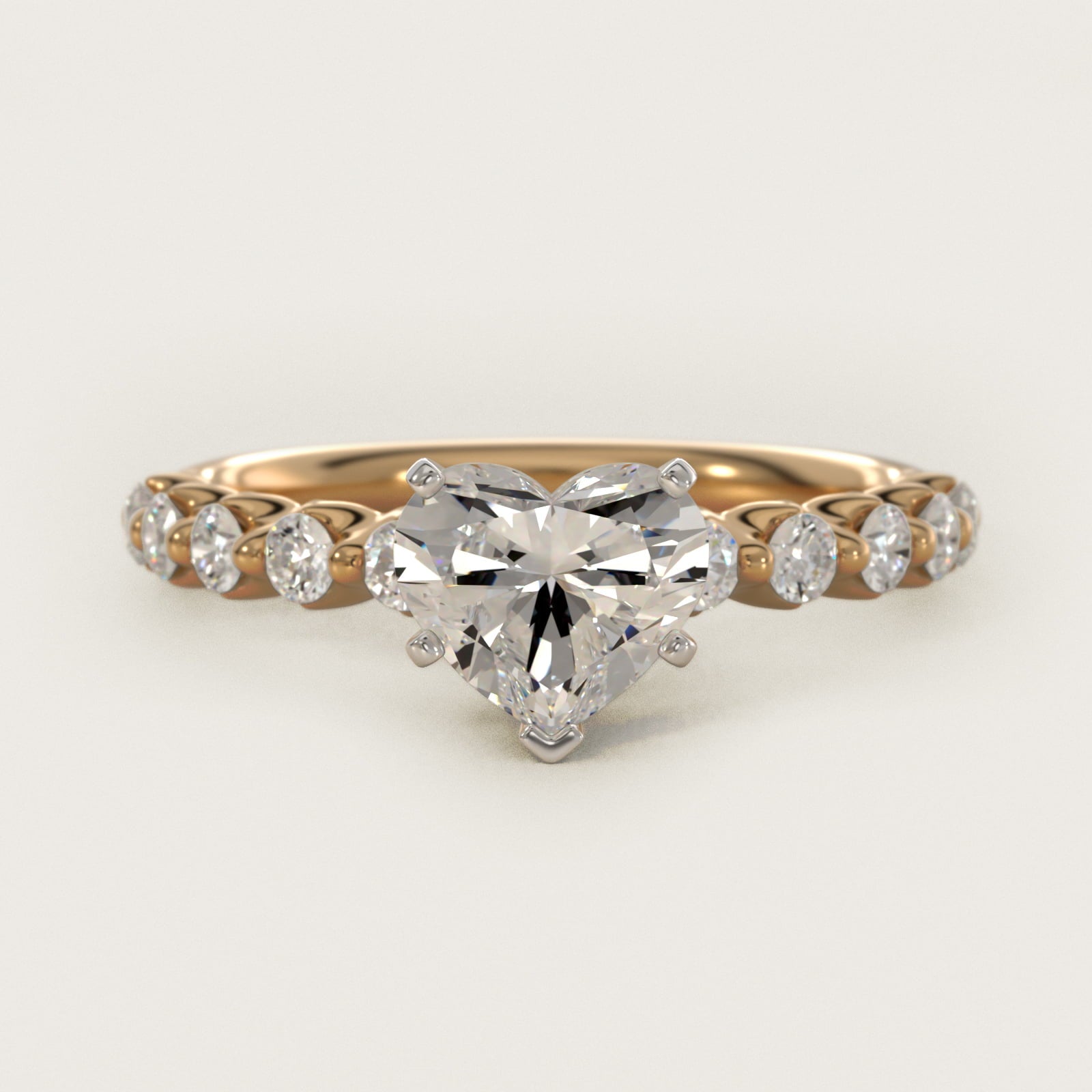Floating Diamond Engagement Ring in 18k Yellow Gold (3/8 ct.tw.) - Heart Center