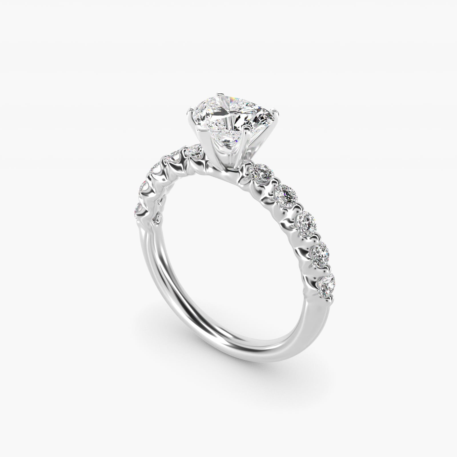 Floating Diamond Engagement Ring in Platinum (3/8 ct.wt.) - Heart Center