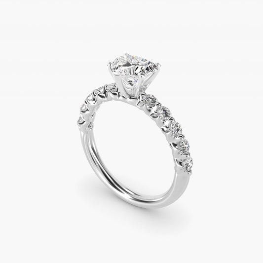 Floating Diamond Engagement Ring in Platinum (3/8 ct.wt.) - Heart Center