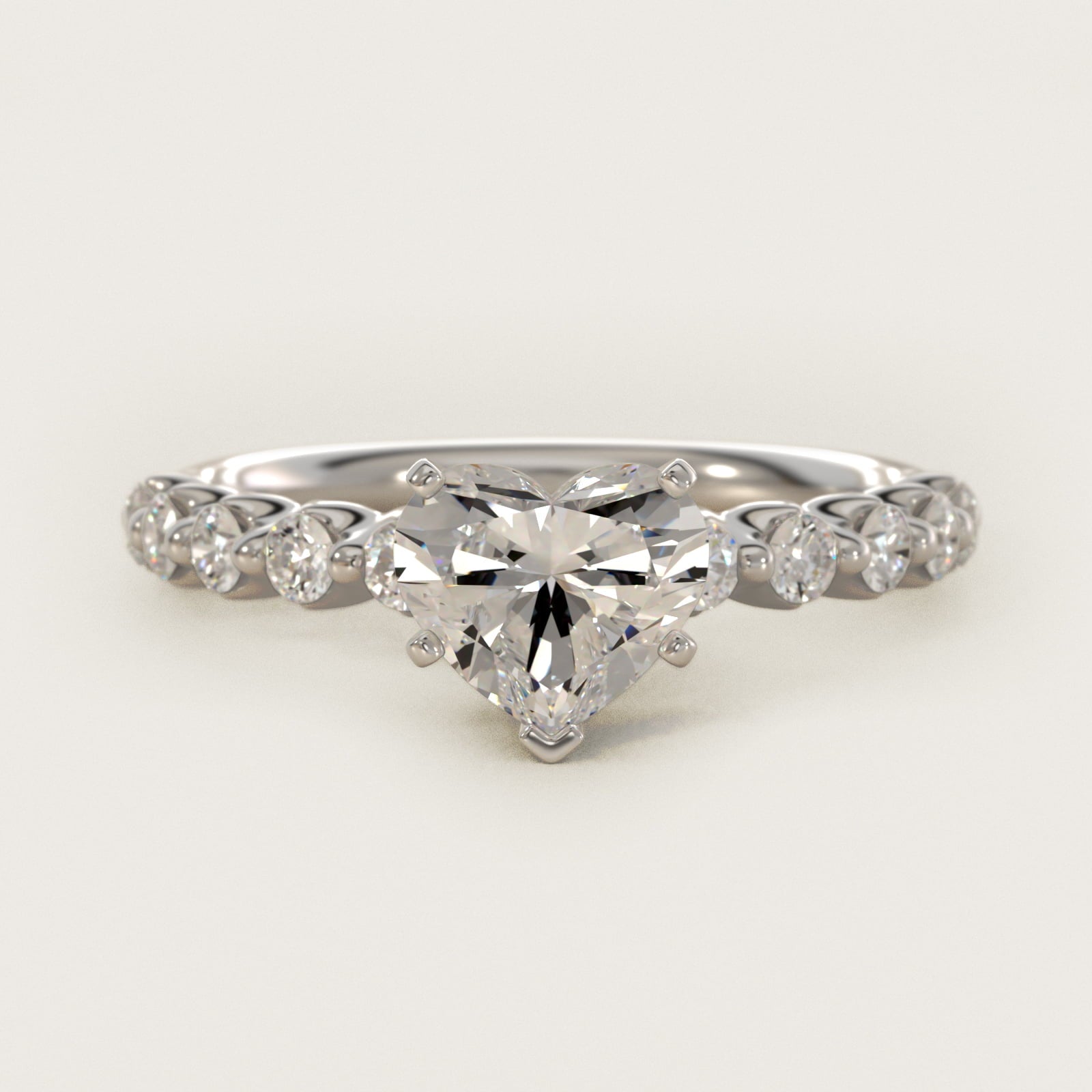Floating Diamond Engagement Ring in Platinum (3/8 ct.wt.) - Heart Center