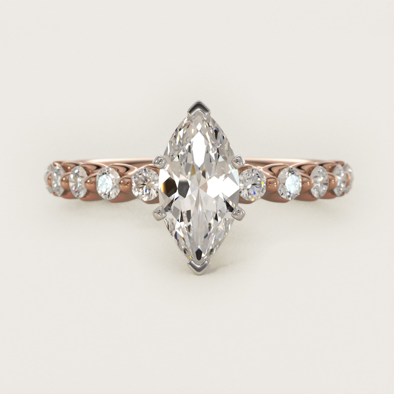 Floating Diamond Engagement Ring in 14k Rose Gold (3/8 ct.tw.) - Marquise Center