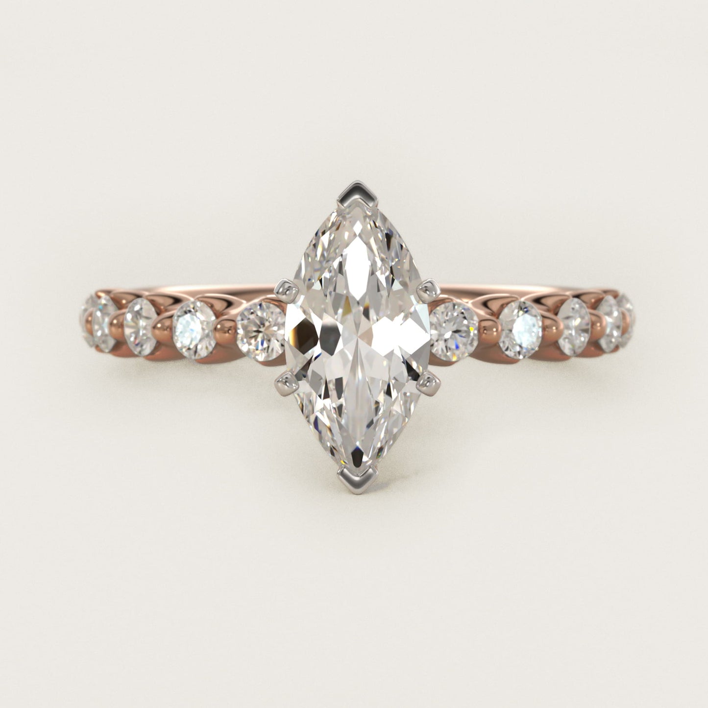 Floating Diamond Engagement Ring in 18k Rose Gold (3/8 ct.tw.) - Marquise Center