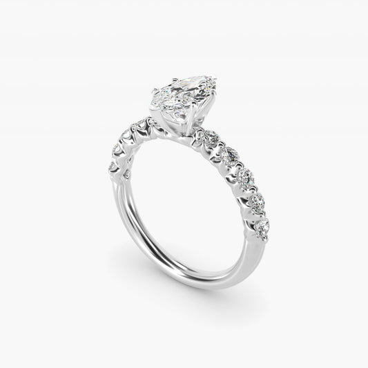 Floating Diamond Engagement Ring in 14k White Gold (3/8 ct.tw.) - Marquise Center