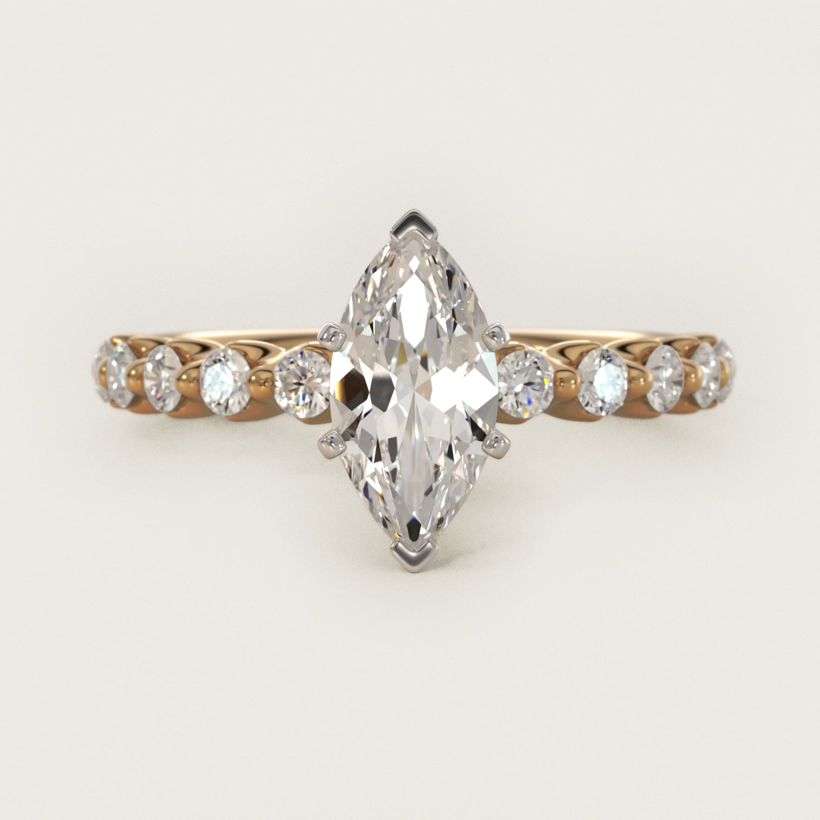 Floating Diamond Engagement Ring in 14k Yellow Gold (3/8 ct.tw.) - Marquise Center