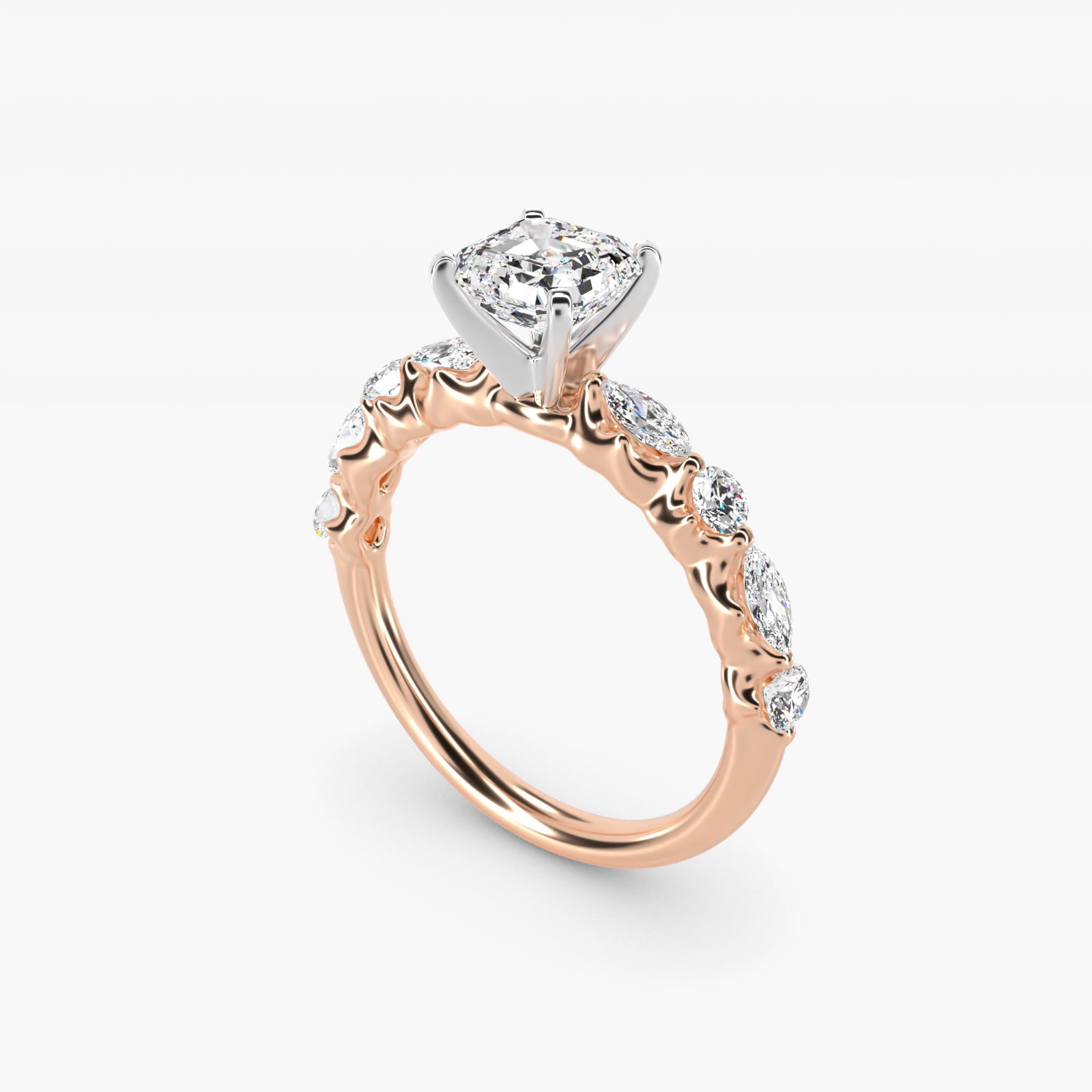 Floating Marquise and Round Engagement Ring in 14k Rose Gold (2/5 ct. tw.) - Asscher Center