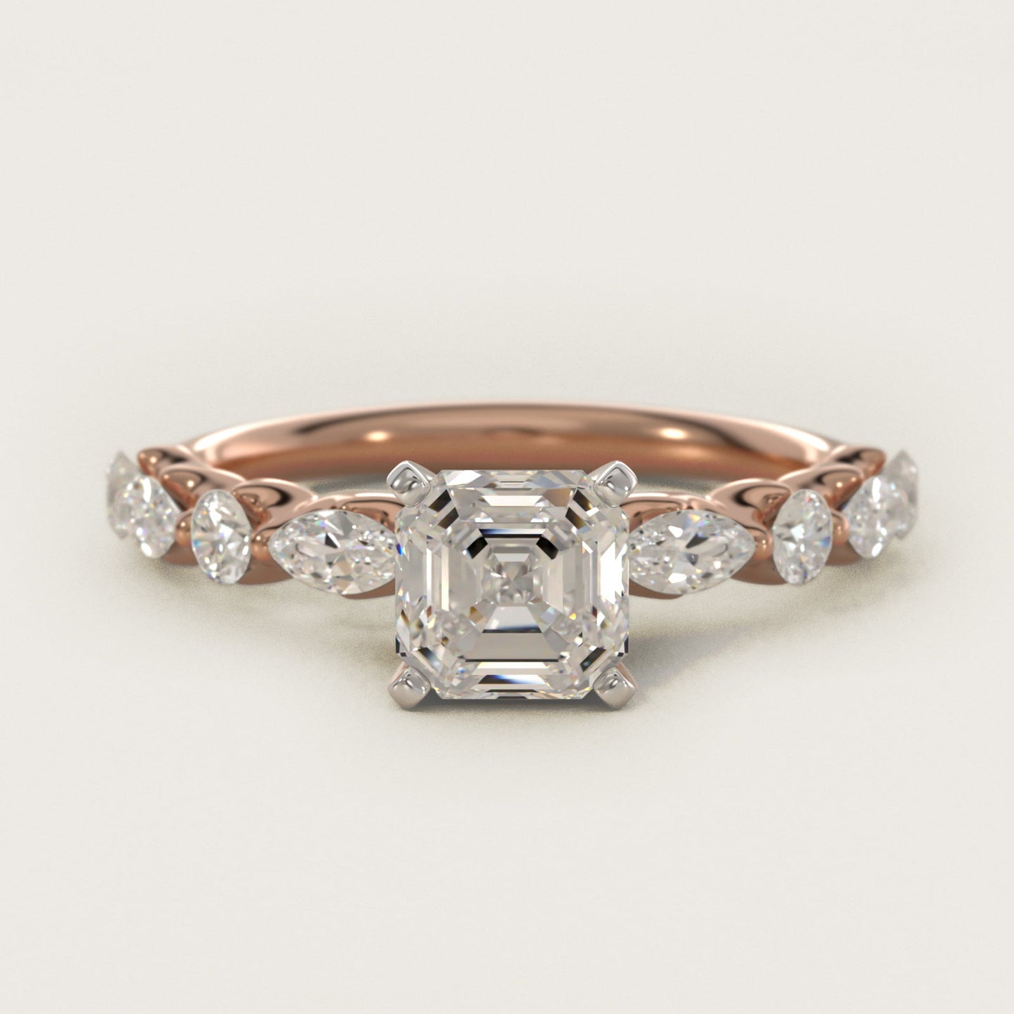 Floating Marquise and Round Engagement Ring in 14k Rose Gold (2/5 ct. tw.) - Asscher Center