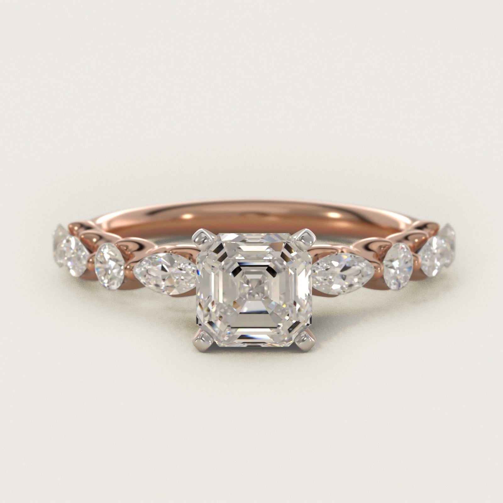 Floating Marquise and Round Engagement Ring in 14k Rose Gold (2/5 ct. tw.) - Asscher Center