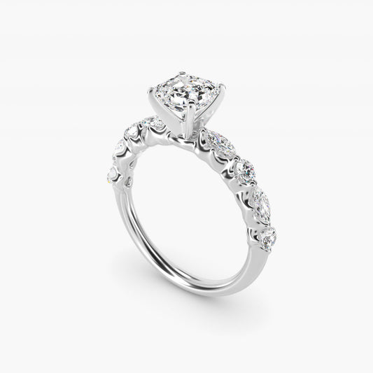 Floating Marquise and Round Engagement Ring in 14k White Gold (2/5 ct. tw.) - Asscher Center