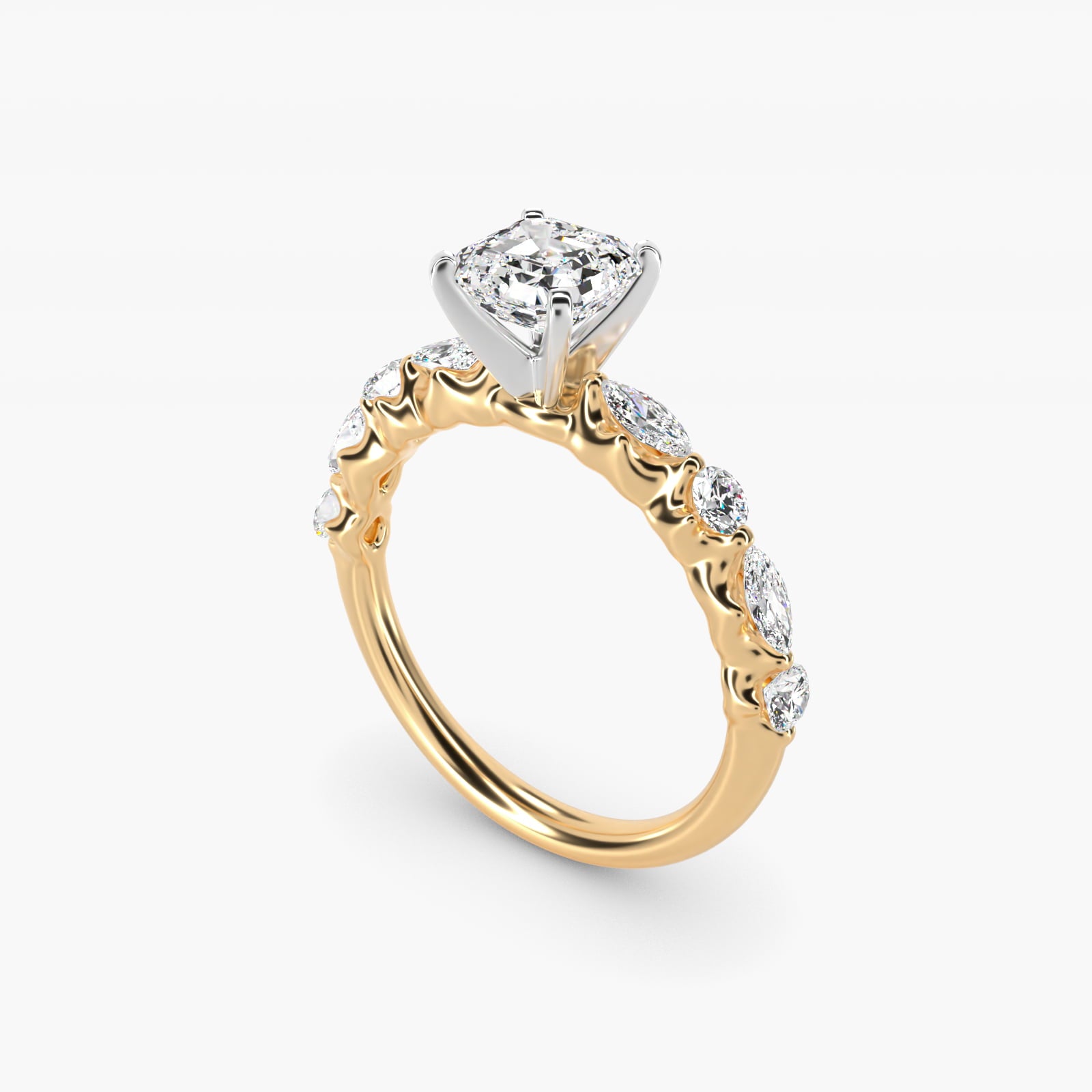 Floating Marquise and Round Engagement Ring in 14K Yellow Gold (2/5 ct. tw.) - Asscher Center