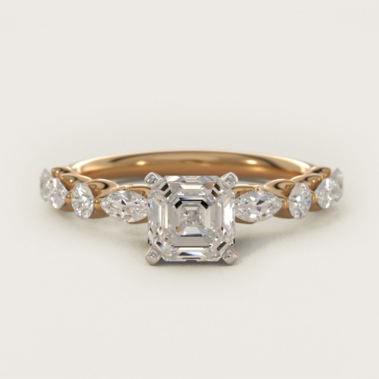 Floating Marquise and Round Engagement Ring in 14K Yellow Gold (2/5 ct. tw.) - Asscher Center
