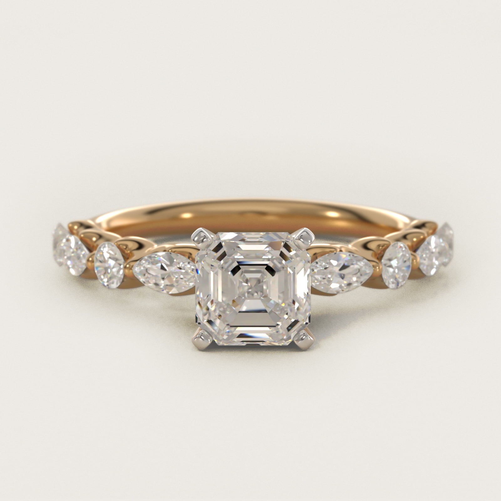 Floating Marquise and Round Engagement Ring in 14K Yellow Gold (2/5 ct. tw.) - Asscher Center