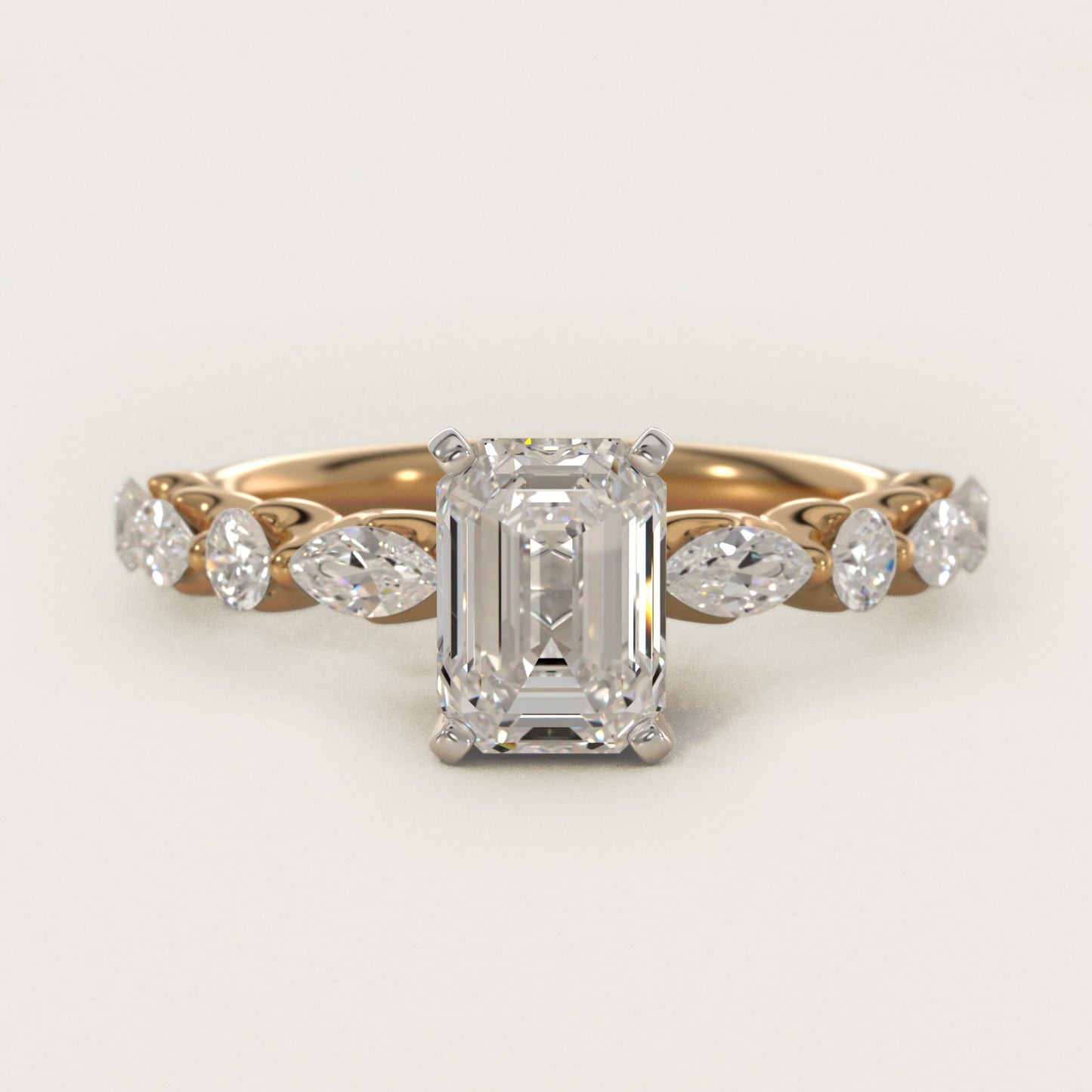 Floating Marquise and Round Engagement Ring in 14K Yellow Gold (2/5 ct. tw.) - Emerald Center