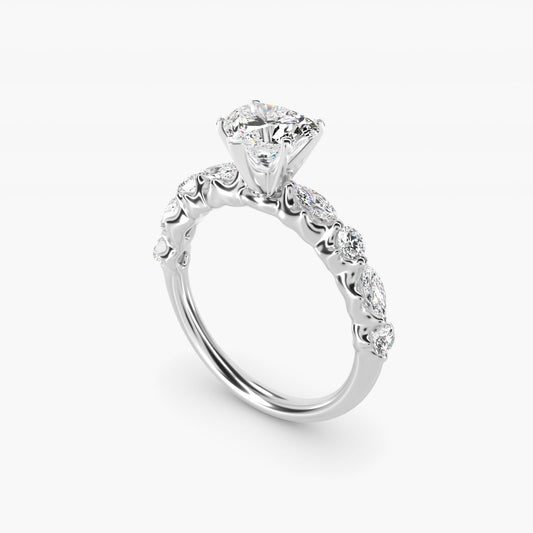 Floating Marquise and Round Engagement Ring in 14k White Gold (2/5 ct. tw.) - Heart Center