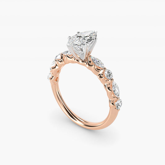 Floating Marquise and Round Engagement Ring in 14k Rose Gold (2/5 ct. tw.) - Marquise Center