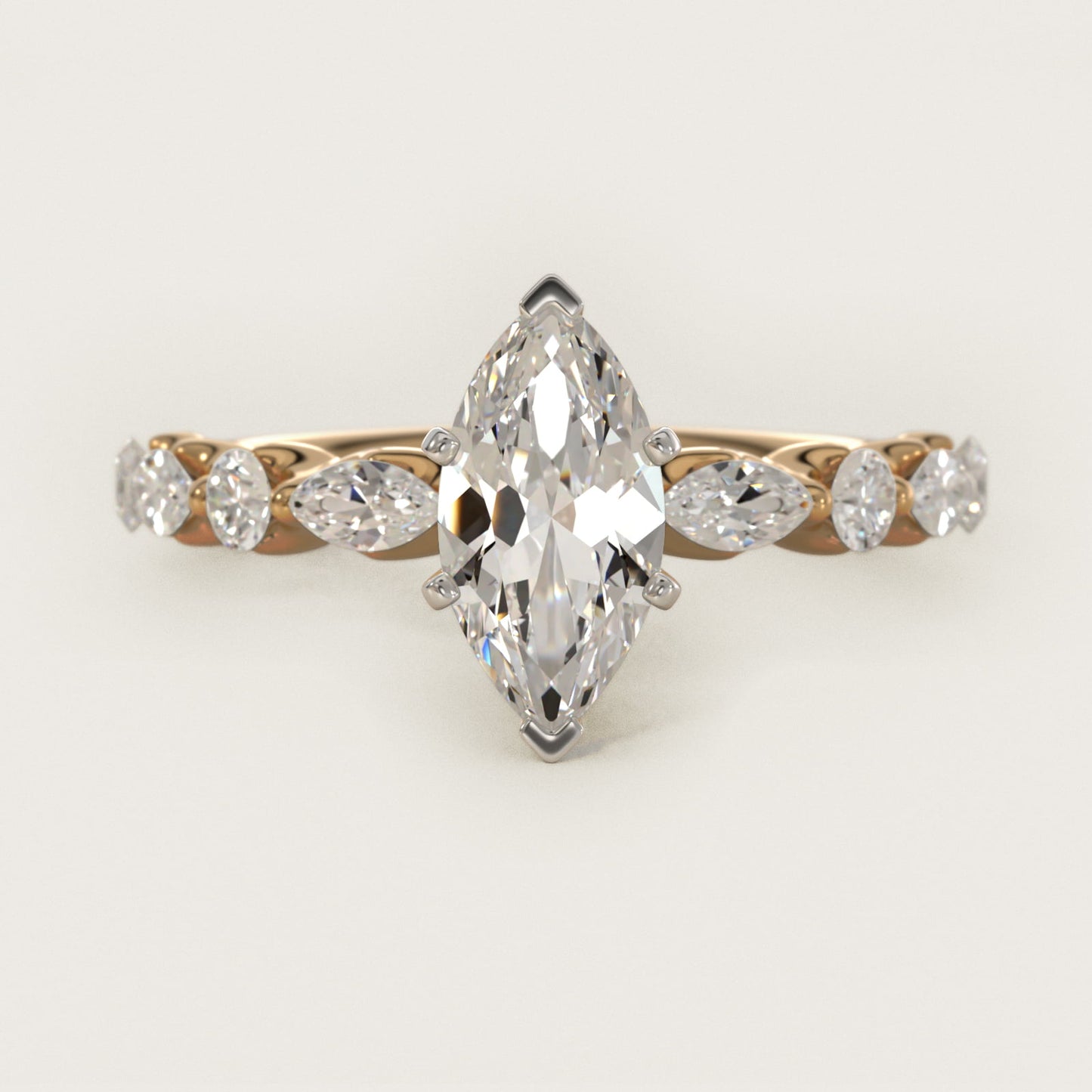 Floating Marquise and Round Engagement Ring in 14K Yellow Gold (2/5 ct. tw.) - Marquise Center
