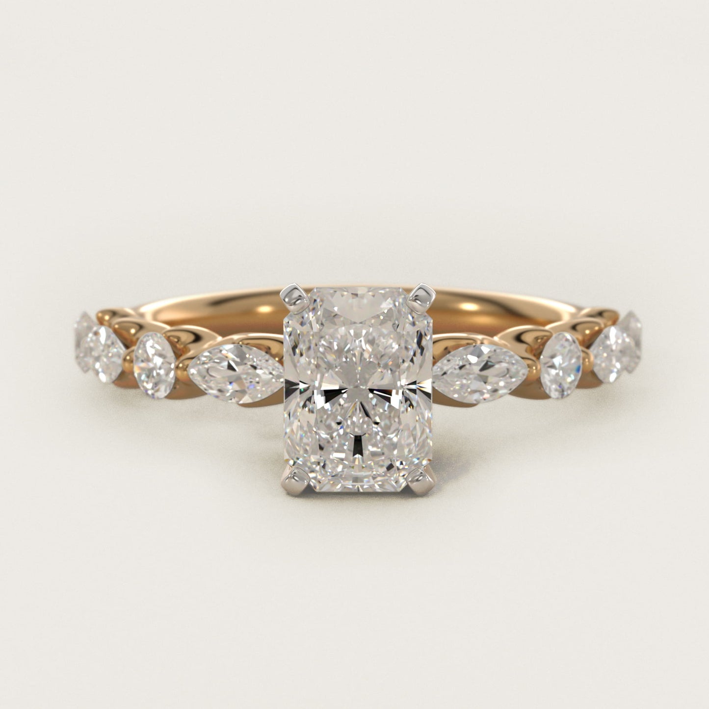 Floating Marquise and Round Engagement Ring in 14K Yellow Gold (2/5 ct. tw.) - Radiant Center