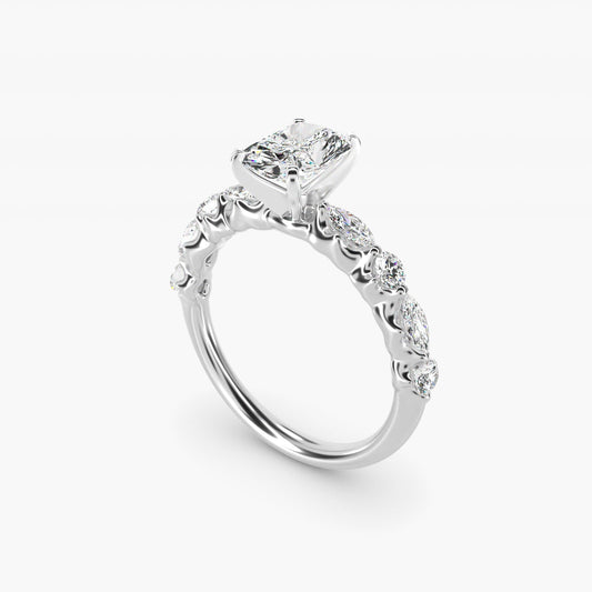Floating Marquise and Round Engagement Ring in Platinum (2/5 ct. tw.) - Radiant Center
