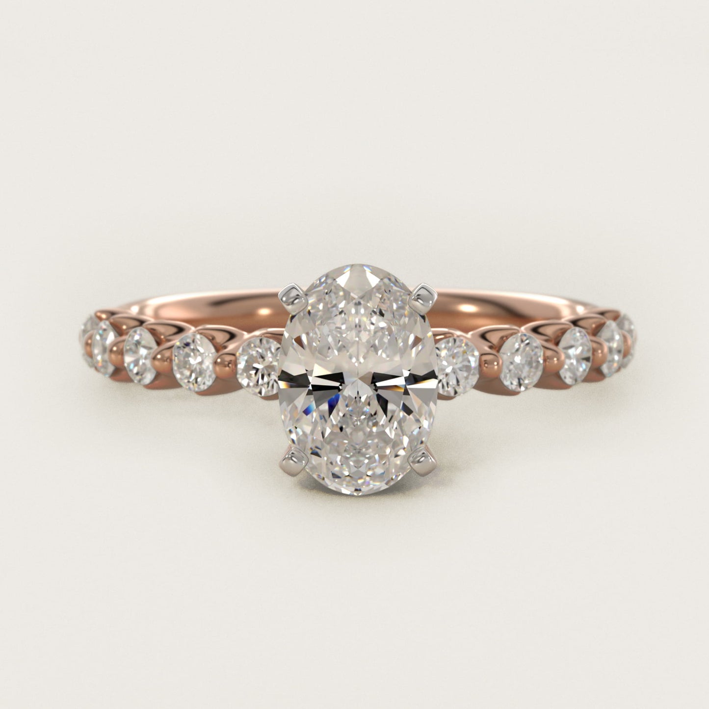 Floating Diamond Engagement Ring in 14k Rose Gold (3/8 ct.tw.) - Oval Center