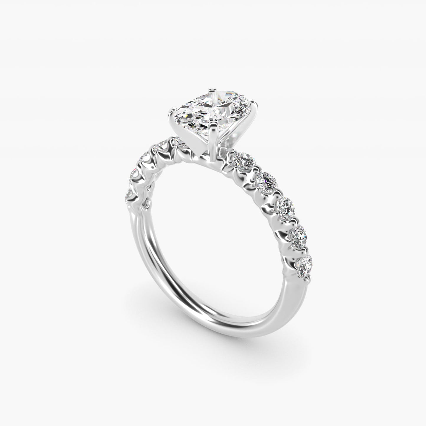 Floating Diamond Engagement Ring in 14k White Gold (3/8 ct.tw.) - Oval Center