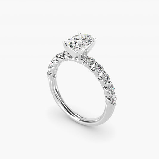 Floating Diamond Engagement Ring in 14k White Gold (3/8 ct.tw.) - Oval Center