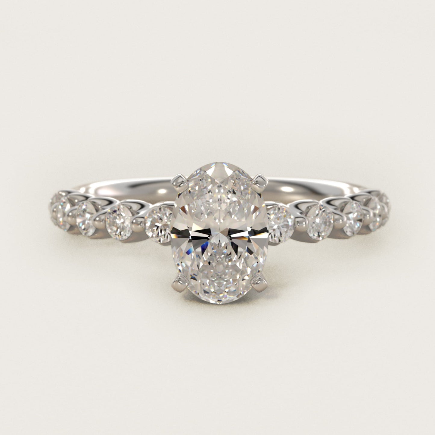 Floating Diamond Engagement Ring in 18k White Gold (3/8 ct.tw.) - Oval Center