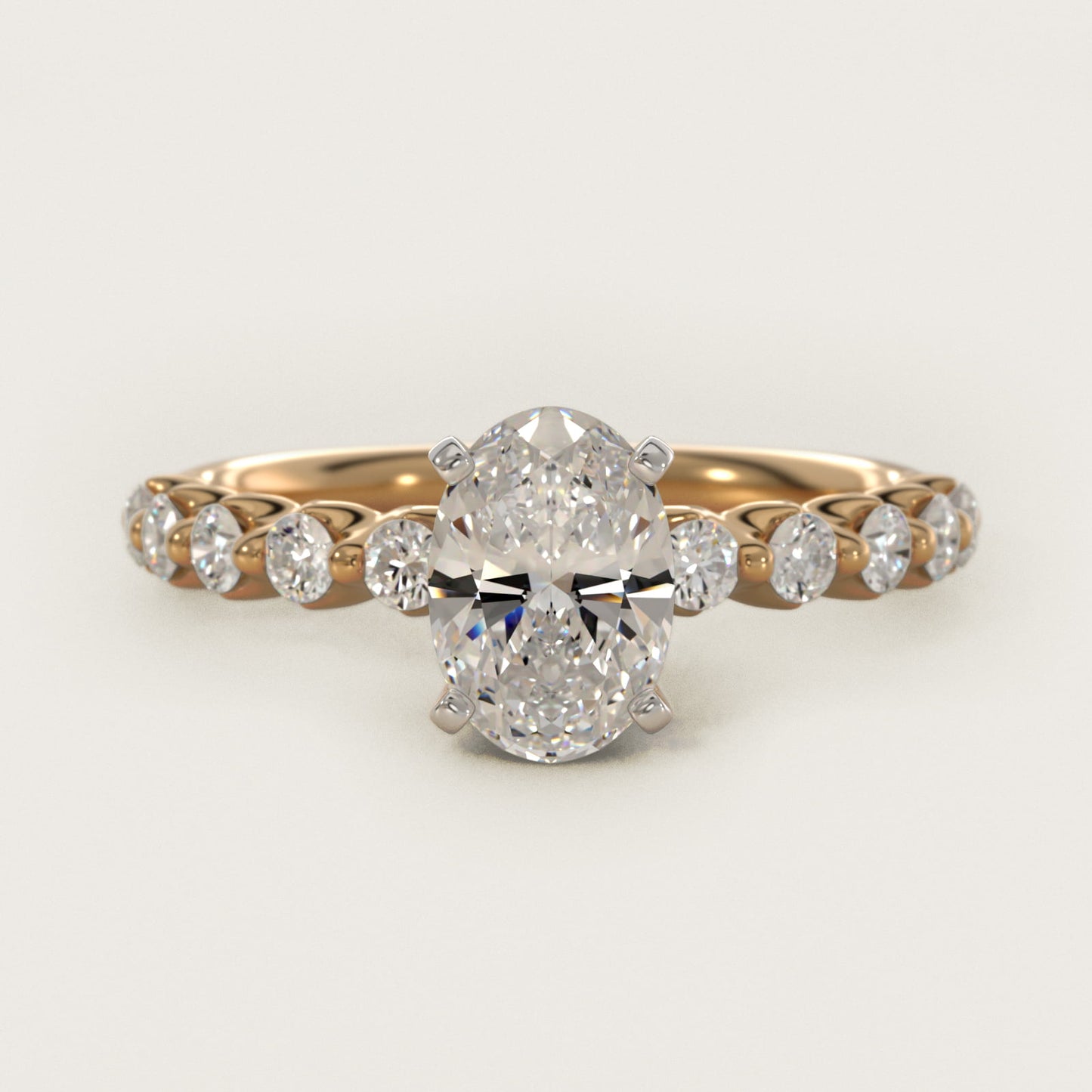 Floating Diamond Engagement Ring in 14k Yellow Gold (3/8 ct.tw.) - Oval Center