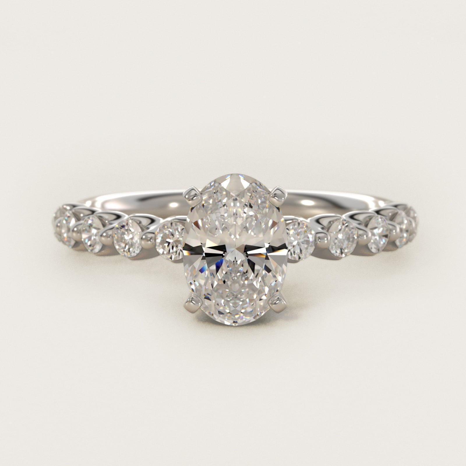 Floating Diamond Engagement Ring in Platinum (3/8 ct.wt.) - Oval Center