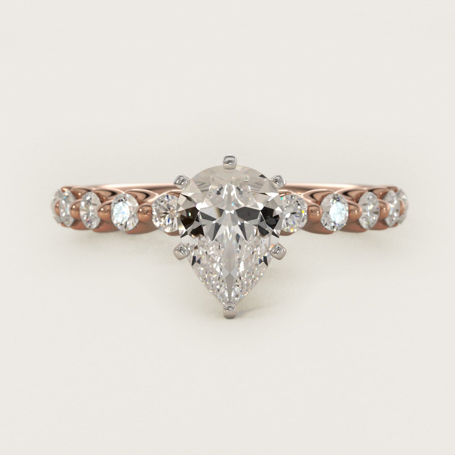 Floating Diamond Engagement Ring in 18k Rose Gold (3/8 ct.tw.) - Pear Center