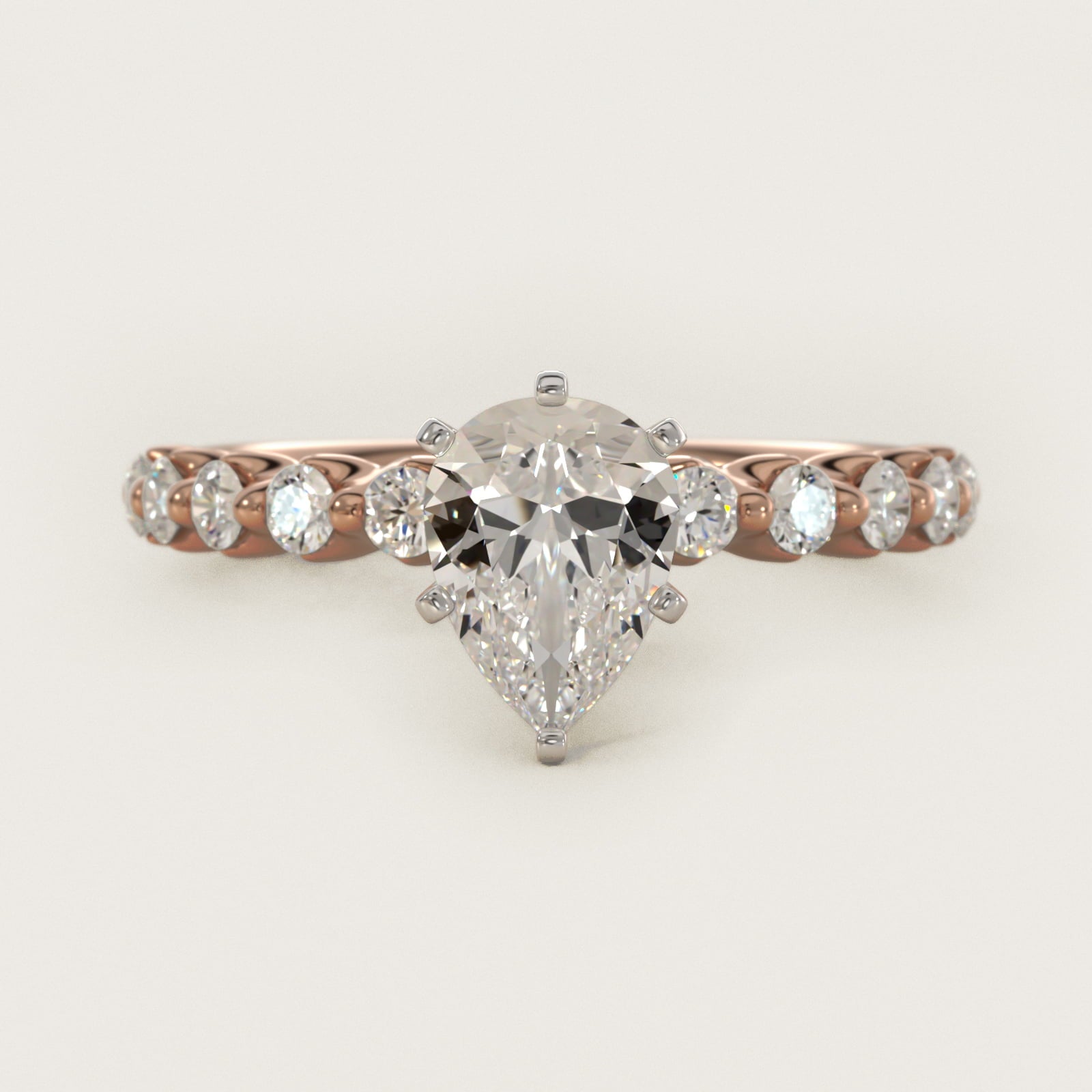 Floating Diamond Engagement Ring in 18k Rose Gold (3/8 ct.tw.) - Pear Center