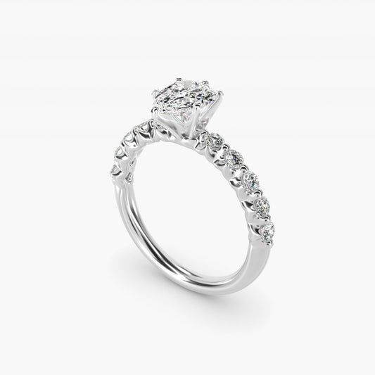 Floating Diamond Engagement Ring in 18k White Gold (3/8 ct.tw.) - Pear Center