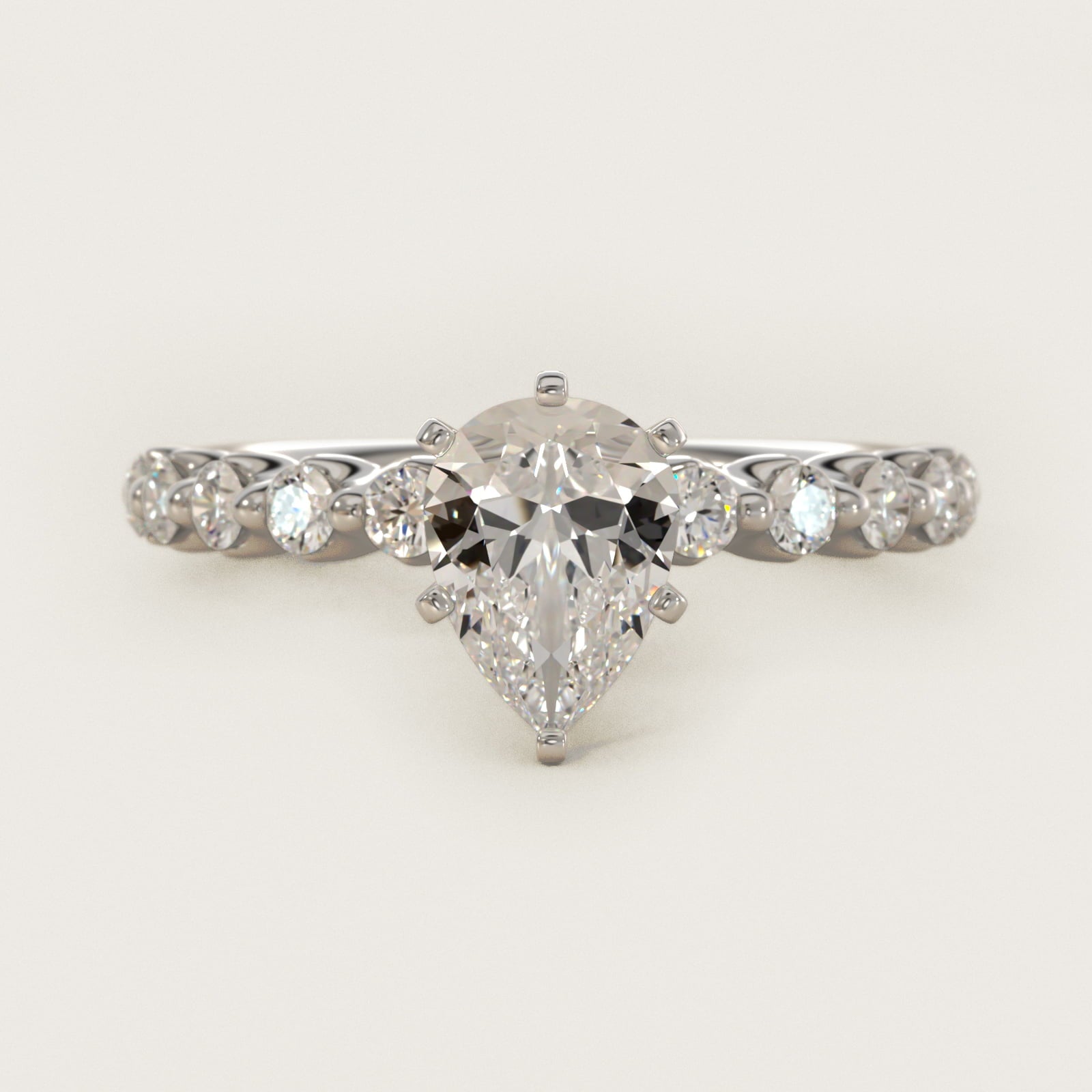 Floating Diamond Engagement Ring in 14k White Gold (3/8 ct.tw.) - Pear Center