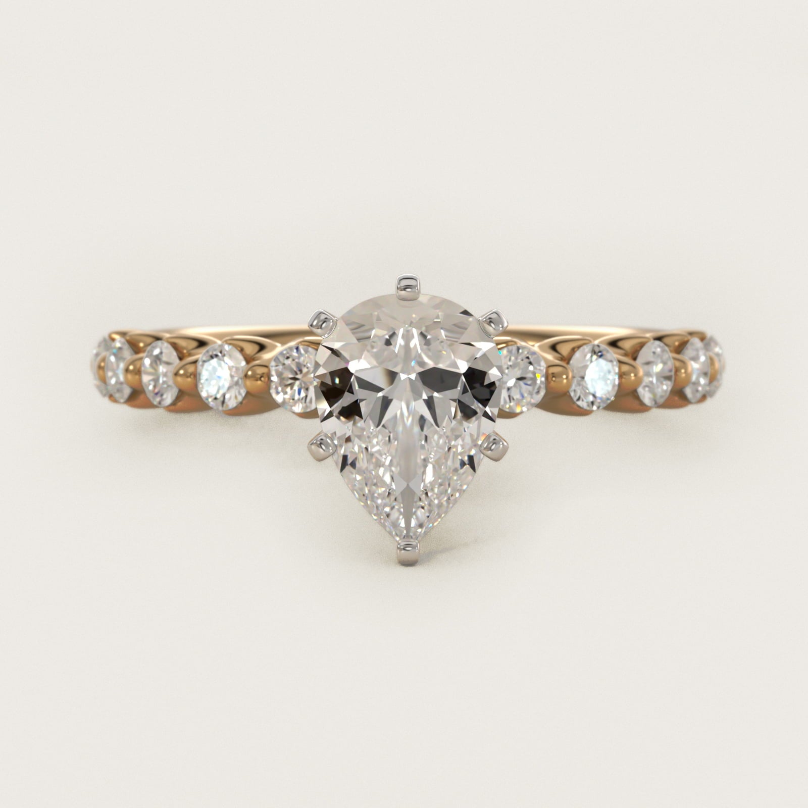 Floating Diamond Engagement Ring in 14k Yellow Gold (3/8 ct.tw.) - Pear Center