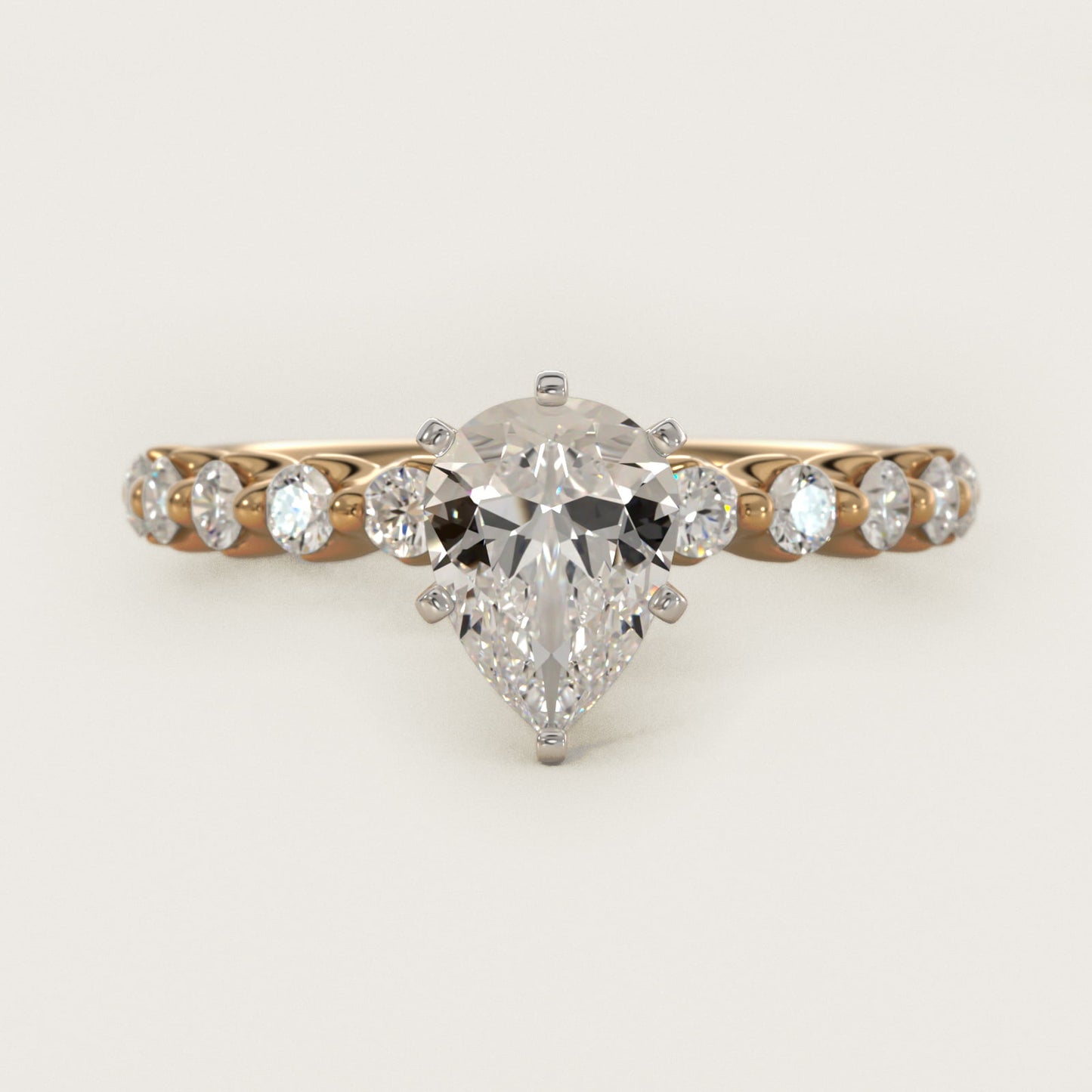 Floating Diamond Engagement Ring in 18k Yellow Gold (3/8 ct.tw.) - Pear Center