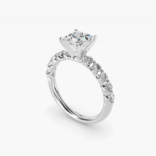 Floating Diamond Engagement Ring in 14k White Gold (3/8 ct.tw.) - Princess Center