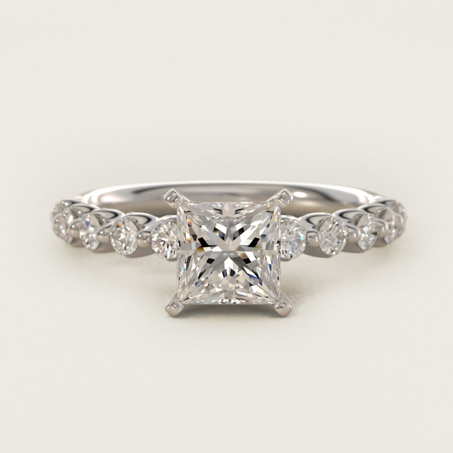 Floating Diamond Engagement Ring in 14k White Gold (3/8 ct.tw.) - Princess Center