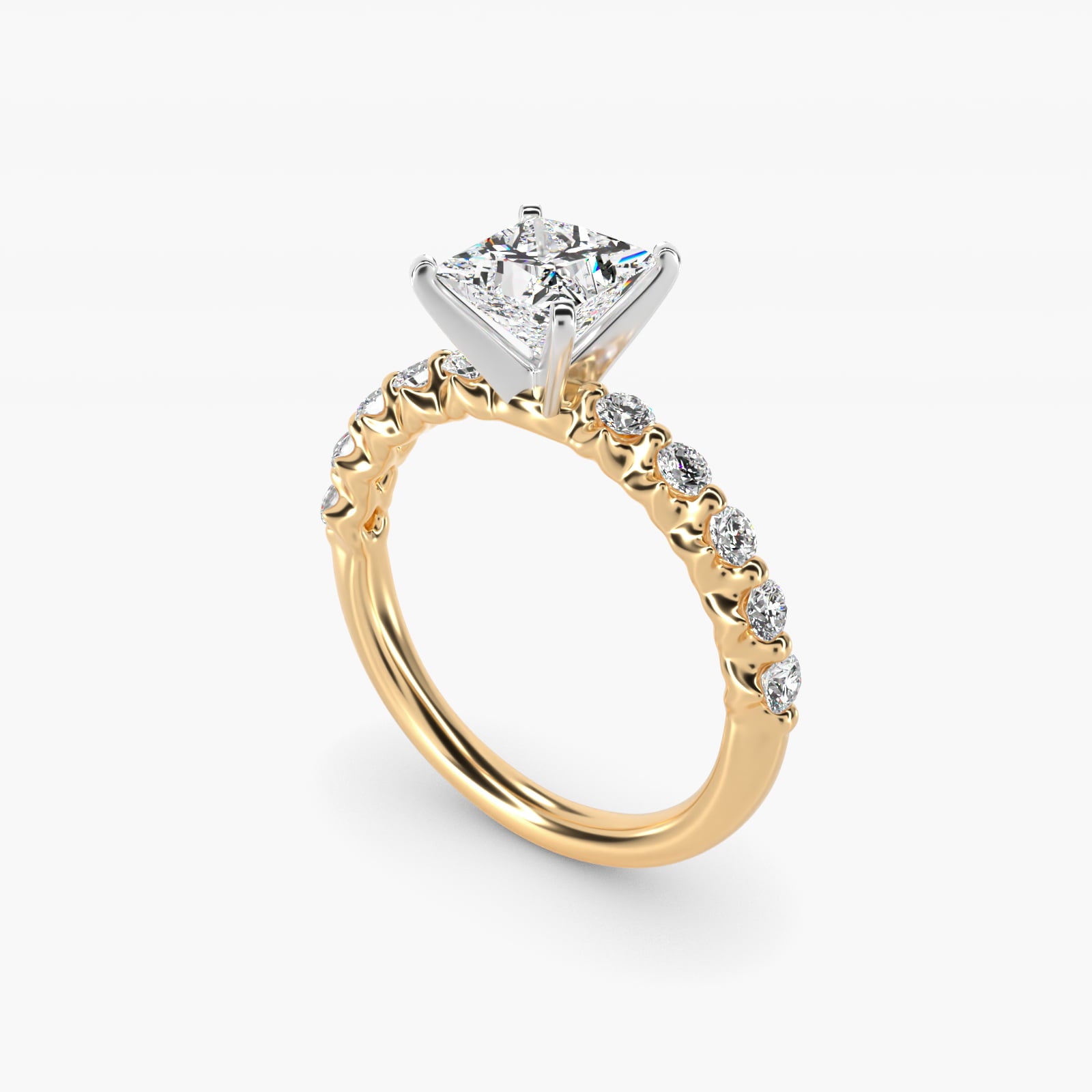 Floating Diamond Engagement Ring in 14k Yellow Gold (3/8 ct.tw.) - Princess Center