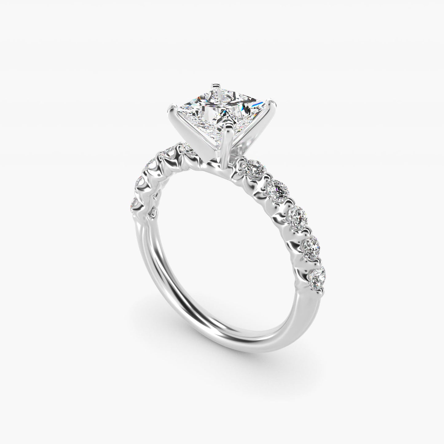 Floating Diamond Engagement Ring in Platinum (3/8 ct.wt.) - Princess Center