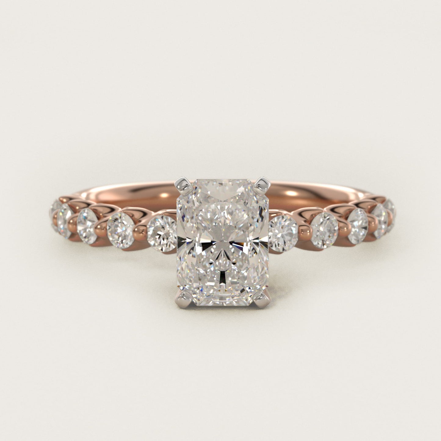 Floating Diamond Engagement Ring in 14k Rose Gold (3/8 ct.tw.) - Radiant Center